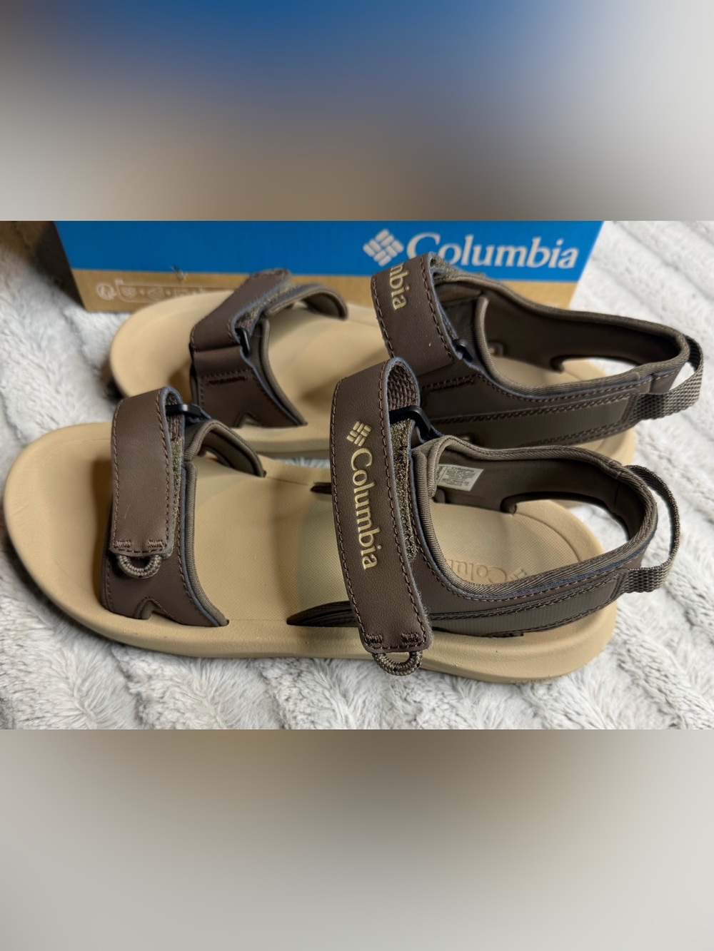 New Portage Pass Columbia Men’s Brown and Tan Adjustable Sandals size 9